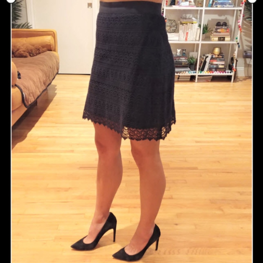 LOFT Navy Blue Lace Skirt Size 2